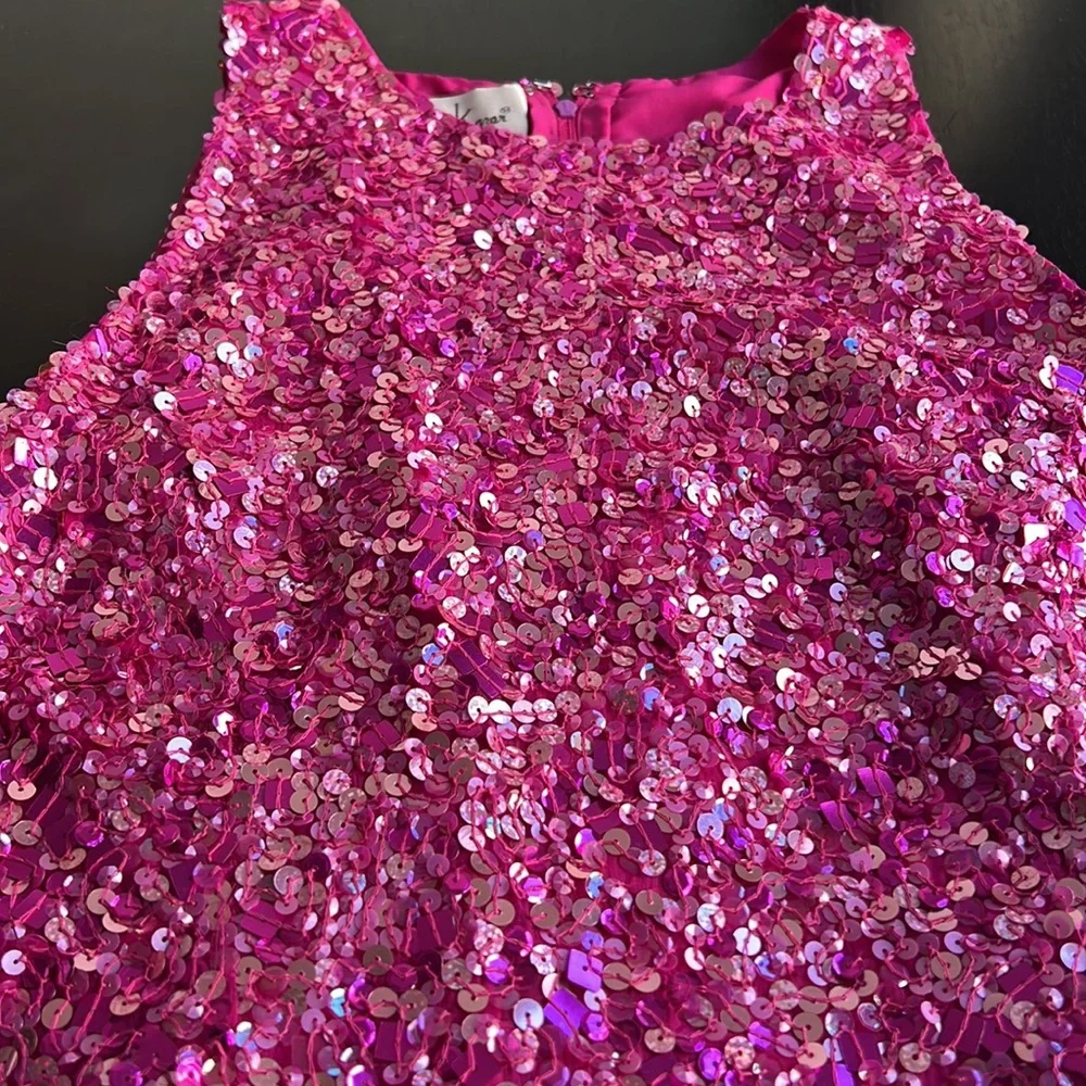 Laurence Kazar pure silk sequined going out crop top fuchsia EUC sari blouse - Picture 4 of 7